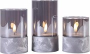 LED gyertya üvegben 3 db időzítő/talpas