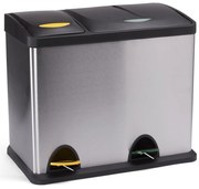 Matt ezüstszínű acél szelektív pedálos szemetes 18+8 l Tri Selectif – MSV