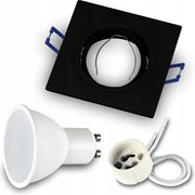 Halogén süllyesztett lámpatest fekete Led izzó GU10 7W meleg