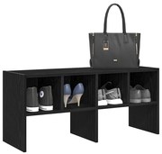 cipőtartó állvány rakásolható fekete tölgyfa 89,5x30x40 cm