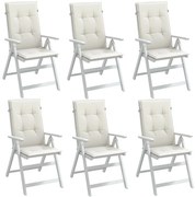 6 db krémszínű szövet magas háttámlájú székpárna 120x50x4 cm