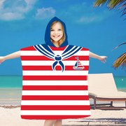 Gyerek poncsó SAILOR fehér-piros 60x90 cm