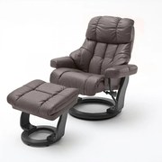 CALGARY Comfort XXL Barna bőr relax fotel lábtartóval fekete lábbal