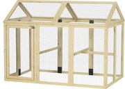Tyúkól fa tyúkketrec kültéri kifutó 140 x 88.5 x 106 cm dróthálós tető zárható ajtók baromfi ketrec tyúkok nyulak kacsák számára