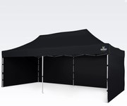 Összecsukható pavilon 3x6m - plusz 3 oldalfal - Fekete