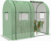 Outsunny Kertészet Üvegház Tartós Üvegház 4 Felgörgethető Ajtóval és 2 UV-ellenálló Cipzáros Ajtóval Növények, Virágok és Paradicsomok Teraszra és Pav
