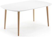 Fehér bővíthető étkezőasztal fehér asztallappal 100x160 cm Oqui – Kave Home