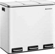 Konyhai pedálos szemetesdoboz, szelektív hulladékgyűjtő, 3 x 18 l, fehér