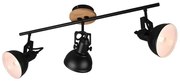 Lindby Trinela 3 izzós mennyezeti lámpa fekete/fa