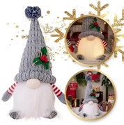 Világító elemes karácsonyi törpe FROSTIE 28 cm, szürke