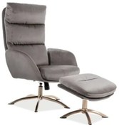 Monroe Velvet pihenő karosszék lábtartóval Bársony - Szürke