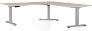OfficeTech Angle állítható magasságú asztal, 180 + 120 cm, szürke alap, tölgy