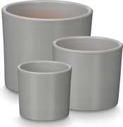 Kerámia Kaspó Szett 3 Darabos Ø 14 17 22 CM Szürke