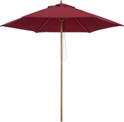 Outsunny Kerti Napernyő Ø250x230 cm Teraszi Napernyő 6 Bambusz Bordával, Leszerelhető Rúddal, UV-védelemmel, Vízálló és Fából készült Kerettel Tengerp