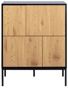 Fekete-natúr színű magas komód tölgyfa dekorral 80x103 cm Seaford – Actona