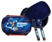 Sonic a sündisznó Faster szendvicsdoboz + evőeszköz szett