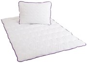 Egész éves steppelt takaró 140x200 cm párnával STELLA LAVENDER 70x90 cm, fehér