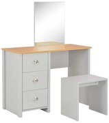 szürke öltözőasztal tükörrel és ülőkével 104 x 45 x 131 cm