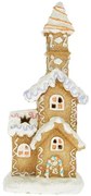 Mézeskalács ház LED-es glitteres karácsonyi figura dekoráció 23 cm