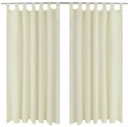 2 db krémszínű mikroszatén függöny karikákkal 140 x 245 cm