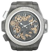 Loft nagyméretű falióra mozgó fogaskerekkel 47x6,4x52 cm ezüst