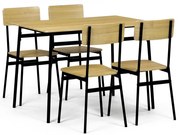 Industrial étkezőgarnitúra 4 székkel, 110 x 70 x76 cm, vad tölgy