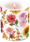 Őszi Virágmező átvilágítós viaszgyertya – 10 x 10 cm