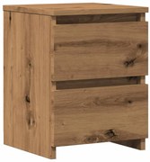 kézműves tölgy színű szerelt fa éjjeliszekrény 30 x 30 x 40 cm