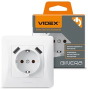 Videx Binera fehér színű süllyesztett földelt aljzat + 2 db USB csatlakozó