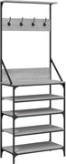 vidaXL szürke sonoma színű ruhafogas cipőpolccal 70 x 34 x 184 cm