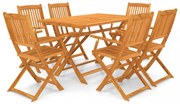 7-részes összecsukható kültéri tömör akácfa étkezőszett