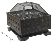 Hordozható fa tűzrakóhely rostéllyal fekete/patina