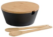 Kesper 92524 Salátás tál kanállal és fedéllel,fekete, átmérő 26 cm