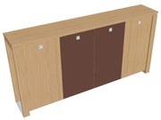 Verno+ közepes gardrób 260 x 46 x 130 cm, kombinált ajtó, világos tölgy / barna
