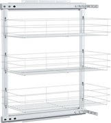 vidaXL ezüstszínű 3 szintes kihúzható konyhai drótkosár 47x25x56 cm