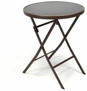 GARTHEN Kerti asztal összecsukható üveglappal barna