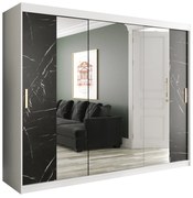 Ruhásszekrény 250 cm Marbelo T2 (matt fehér + fekete márvány). 1064603