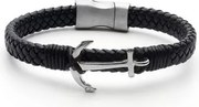 Karkötő, fekete fonott bőr, mágneszárral, ezüst színű horgonnyal, 22,5cm, ART CRYSTELLA&amp;reg; (RSWK0028)