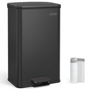 Konyhai szemetes 40l, nagy pedálos kuka fedéllel, 15 szemeteszsák mellékelve, fekete