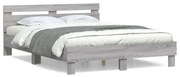 szürke sonoma színű szerelt fa ágykeret fejtámlával 140x200 cm