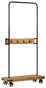 tömör mangófa és vas ruhaállvány kerekekkel 90 x 35 x 190 cm