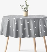 Goldea kör alakú pamut terítő - szívecskék, szürke alapon Ø 100 cm