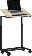HOMCOM C-alakú Mellasztal, Magasságban Állítható Kávétábla Kerekekkel, Kanapé Melletti Laptop Íróasztal Kicsi Terekhez, Nappali, 55 x 36 x 62.5-82.5 c
