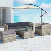 Juskys Punta Cana L kerti rattan bútor szett - szürke/antracit párnák