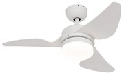 Mennyezeti ventilátor fehér 86,7 cm LED-del, fényerőszabályzóval és távirányítóval - Yuki