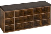 VASAGLE Cipőtartó pad, tárolós pad párnázott ülőfelülettel 30 × 105 × 48 cm, rusztikus barna színben