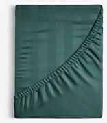 Goldea körgumis damaszt lepedő - sötétzöld csíkos 80 x 160 cm