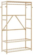 bambusz ruhaállvány polcokkal 110x40x175 cm