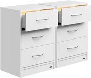 Casaria® 2 éjjeliszekrény készlet Eloise 54x39x28 cm - LED fehér