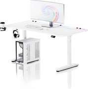 Elektromos RGB gamingasztal tartókkal, fehér, 160 cm: Diablo X-Forge 1600